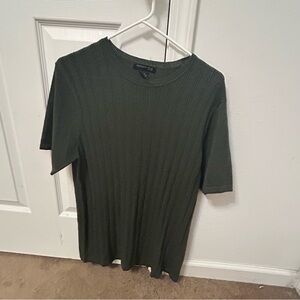 Kenneth Cole Green Ribbed Fitted Short Sleeve T-Shirt